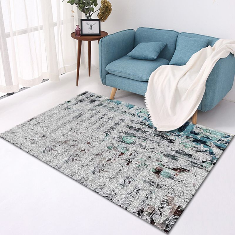 Multi-Color Modern Area Rug Polyester Geometrical Pattern Carpet Washable Stain Resistant Non-Slip Rug for Great Room