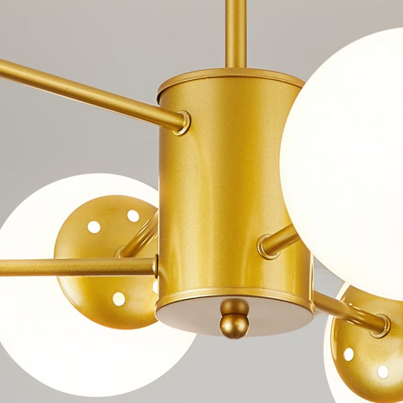 White Glass Modern Pendant Light Sputnik Global Ceiling Light for Living Room