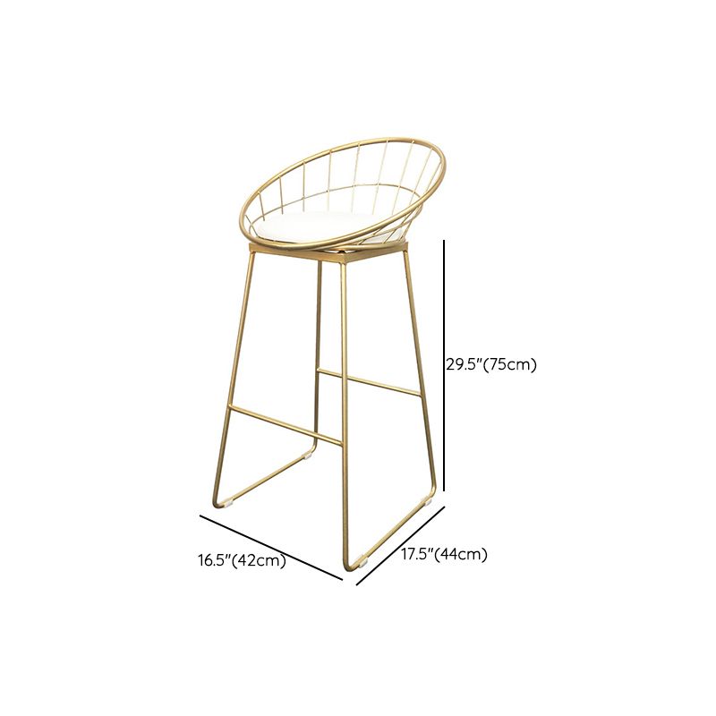 Glam Armless Dining Stool Low Back Bar Stool with Gold Metal Base