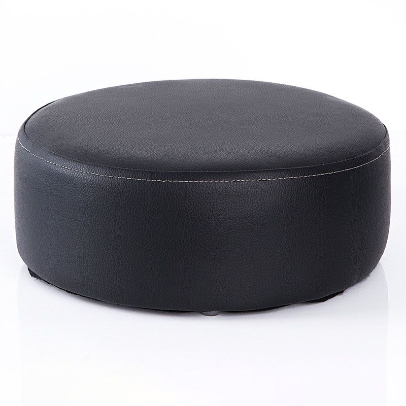 Modern Round Shape Pouf Leather Solid Color Pouf for Drawing Room