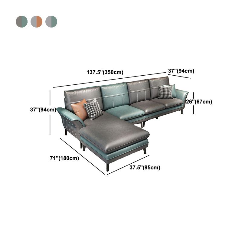 Pillowed Back Cushions Sectional Sofa with Flared Arm,137.80" L