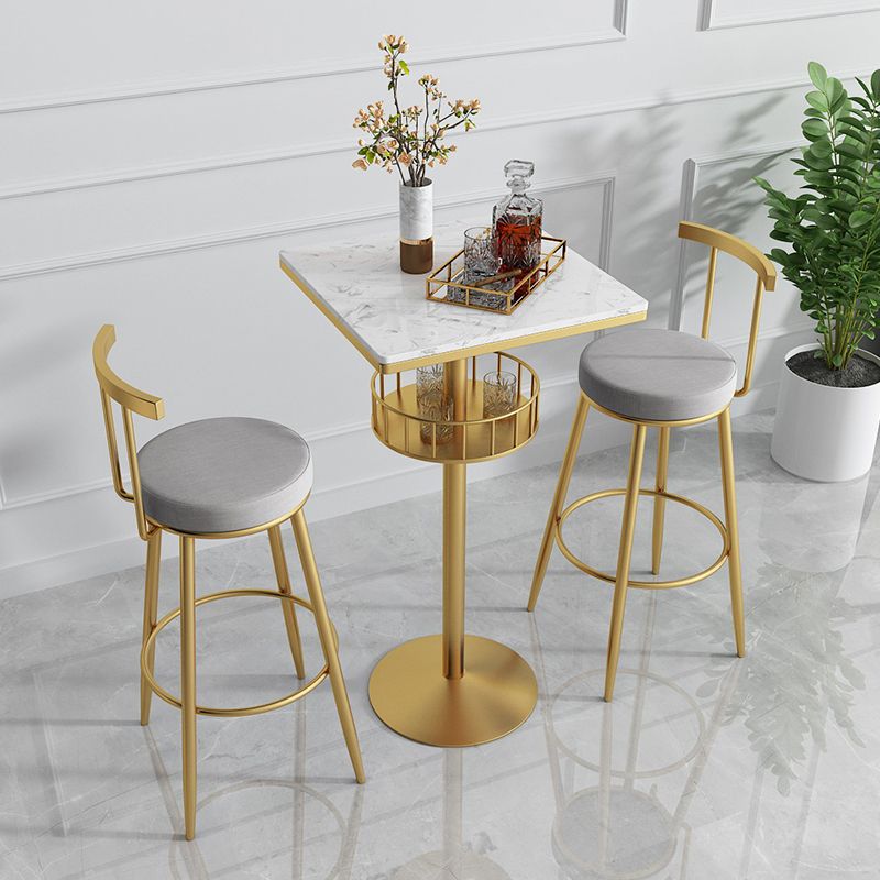Glam Metal Upholstered Barstool Indoor Bar Stool with Iron Legs