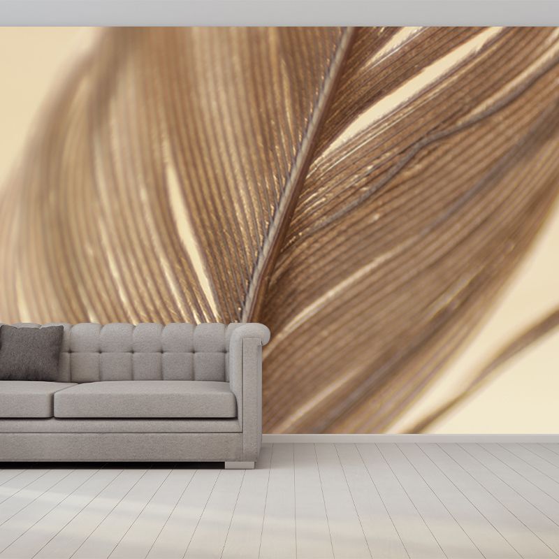 Simple Feather Mural Wallpaper for Gust Room, Personalized Size Available