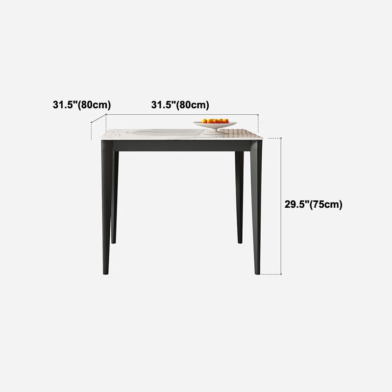 Square 4 Legs Table Industrial Style Stone Dinette Table for Dining Room