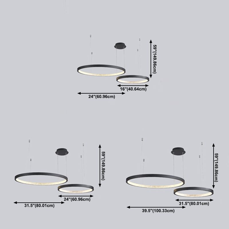 Round Shape Hanging Lamp Fixture Modern Style Pendant Lamp in Black for Living Room