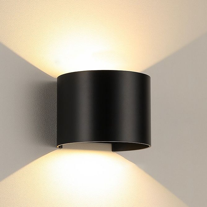 Geometric Shade Wall Lighting Modern Style Metal 2 Lights Sconce Lamp in Black