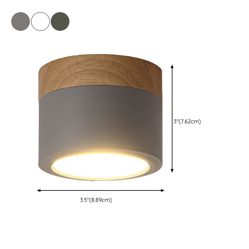 Cylinder LED Flush Wood & Acrylic Contemporary Ceiling Flush