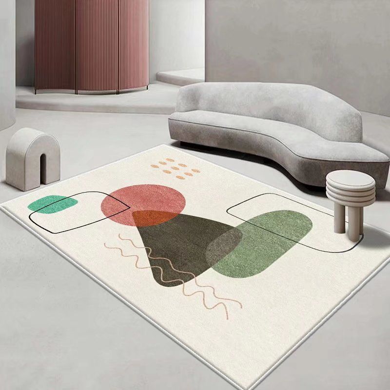 Casual Light Gray Rug Polyester Color Lump Rug Washable Rug for Living Room