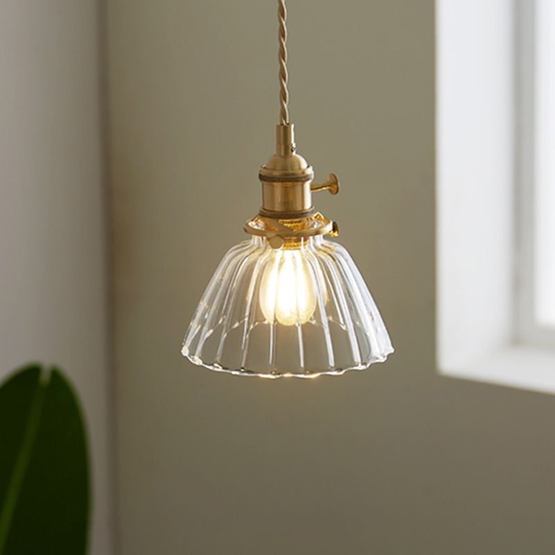 1-Light Hanging Pendant Industrial Style Glass Hanging Lighting for Living Room