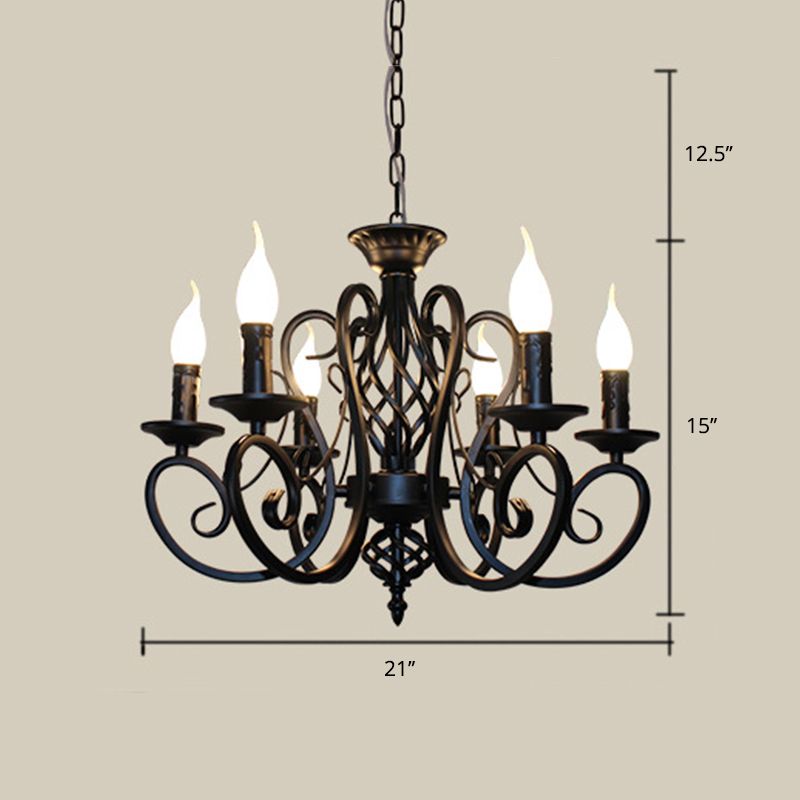 6/8 Lampenlampe Deckenlampe mit Wirbelarm Metall traditioneller Esszimmer Kronleuchter Anhänger Licht in Rost
