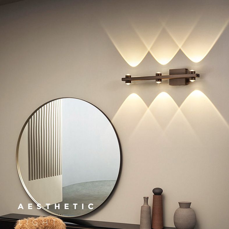 Lampada a montaggio a parete lineare moderna lampada a parete in metallo a 1 luce per bagno