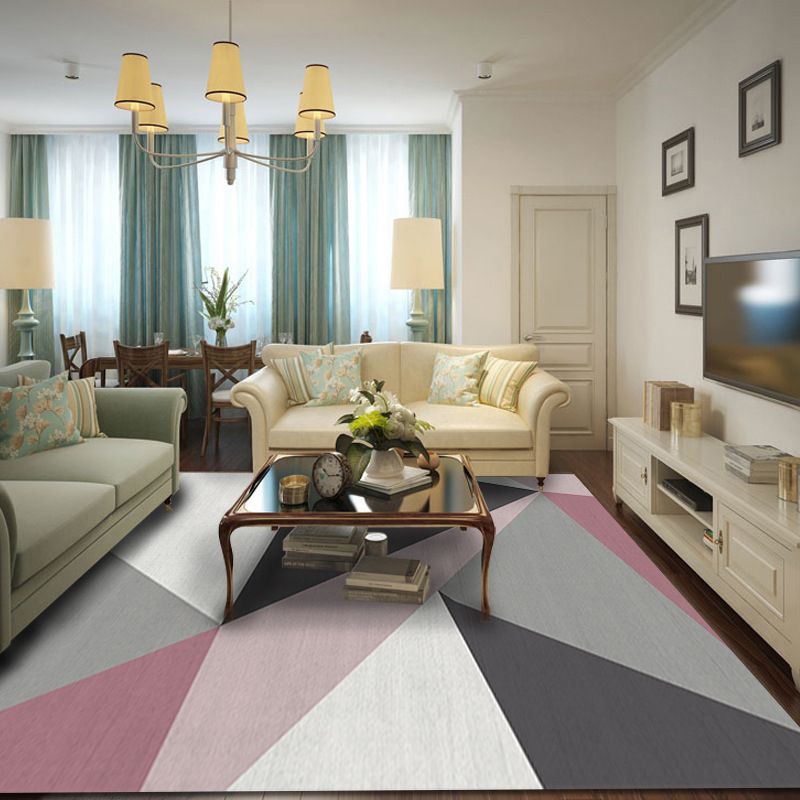 Modern Geometric Pattern Carpet Polyester Area Rug Stain Resistant Indoor Carpet for Home Decoration