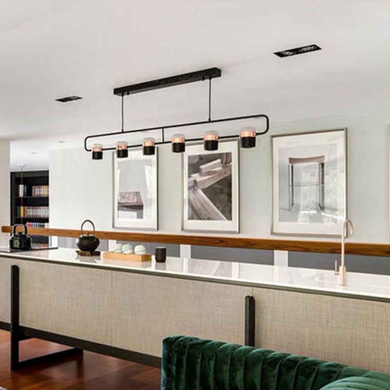 Lampade cilindriche dell'isola moderna lampade a 6 luci a 6 luci con ombra acrilica bianca