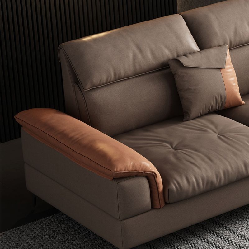 Modern 35.43 " H Faux Leather Pillow Top Arm Sofa for Living Room