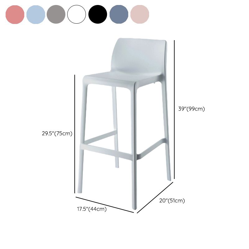 Contemporary Low Back Indoor Plastic Armless Bar Stool with Footrest