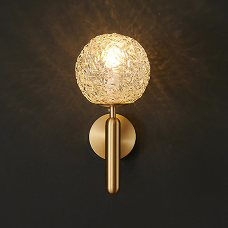 Nordic Style Crystal Wall Light Gold Globe Wall Sconce for Living Room