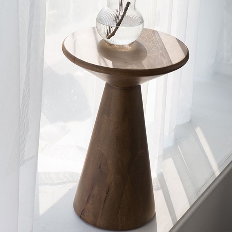 Round Rubberwood End Table Pedestal Side Table for Living Room
