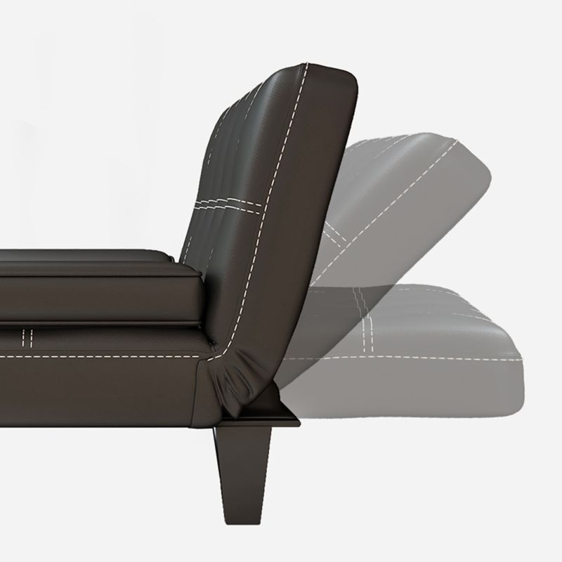 Modern Faux Leather Sofa Armless Convertible Biscuit Back Couch