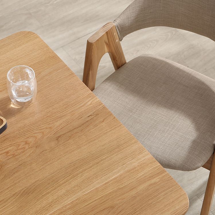 Modern Style Solid Wood Dining Set with Rectangle Shape Table and Double Pedestal Base