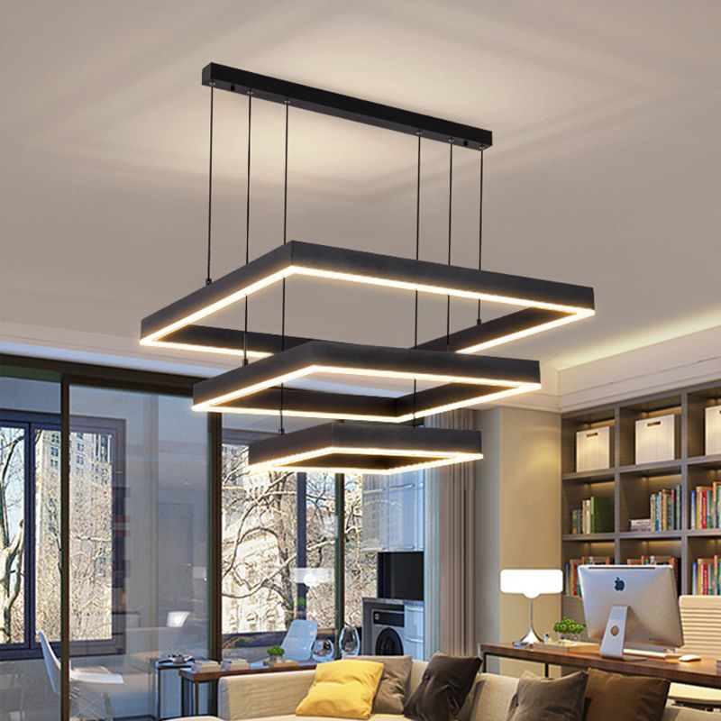 Modern Simplicity Square Suspended Lighting Fixture Acrylic Hanging Ceiling Fixture for Restaurant