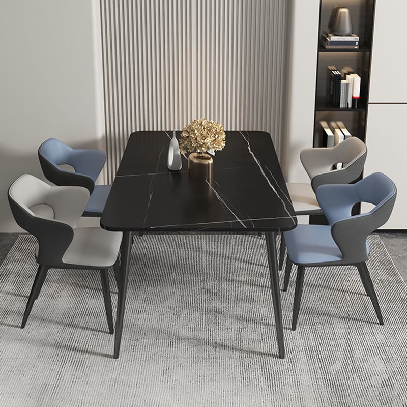 Silla de comedor contemporánea, sillón con respaldo abierto curvado de cuero con acabado mate