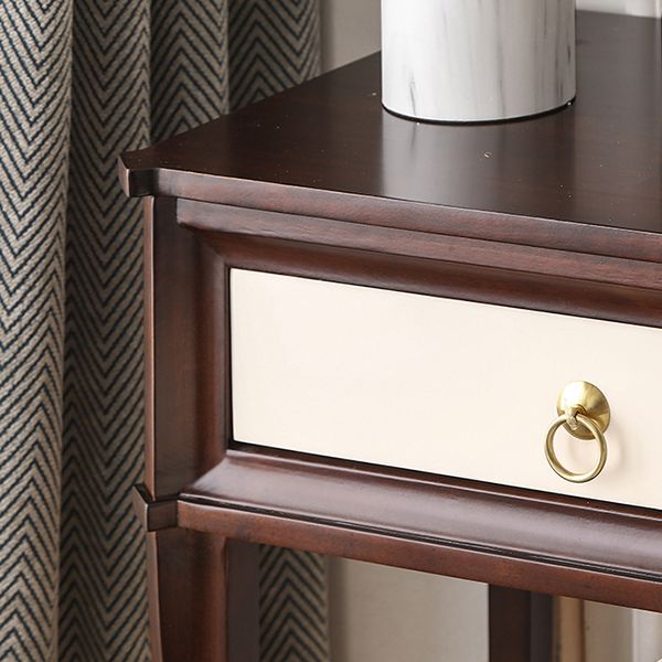 Standing   Brown 2-Drawer Bedroom Solid Wood Makeup Vanity Desk Table