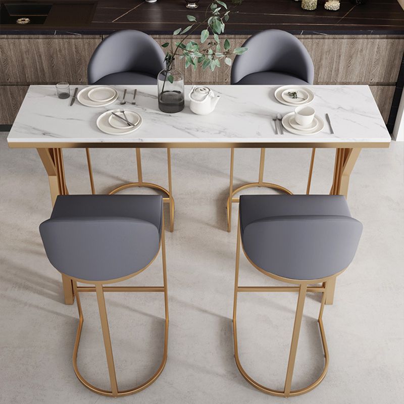 Glam Bar-height Table Faux Marble Top Bistro Pub Table with Gold Base