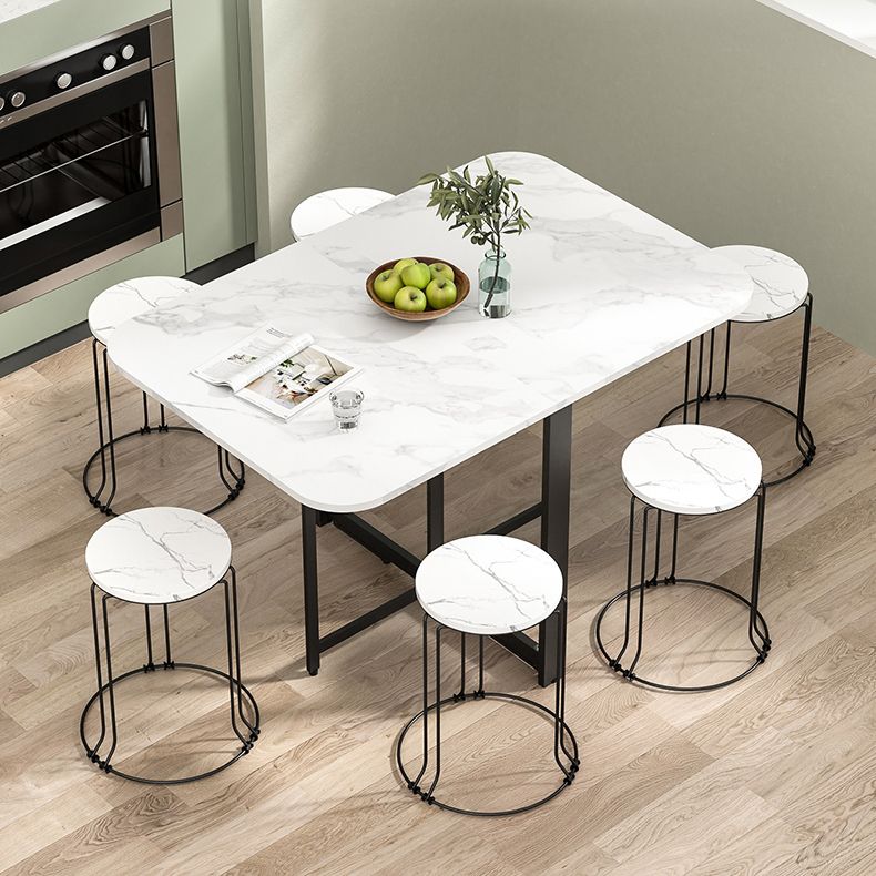 Contemporary Style Traditional Height Dining Set with Foldable Table and Trestle Base