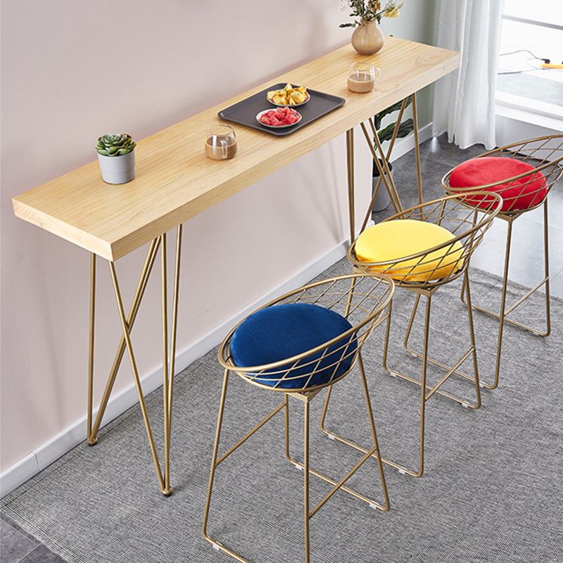 Modern Bar-height Table Solid Wood Top Bistro Pub Table with Four Legs