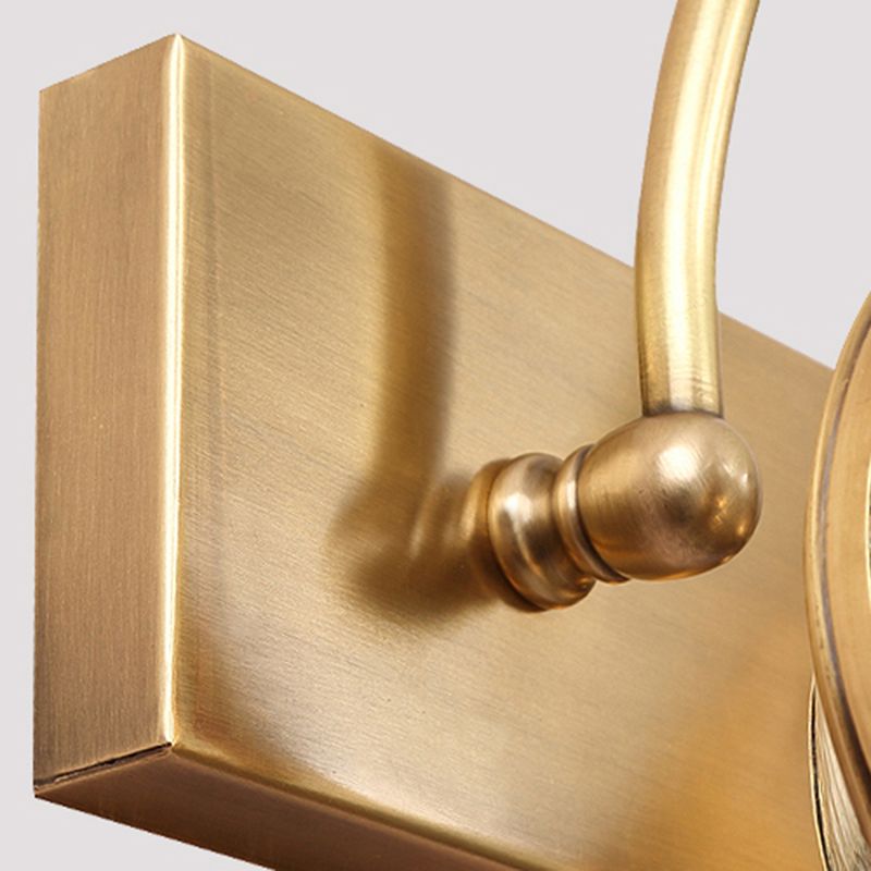 Brass Vanity Sconce Light Mid-Century Style Bathroom Vanity Lights in Glass Shade
