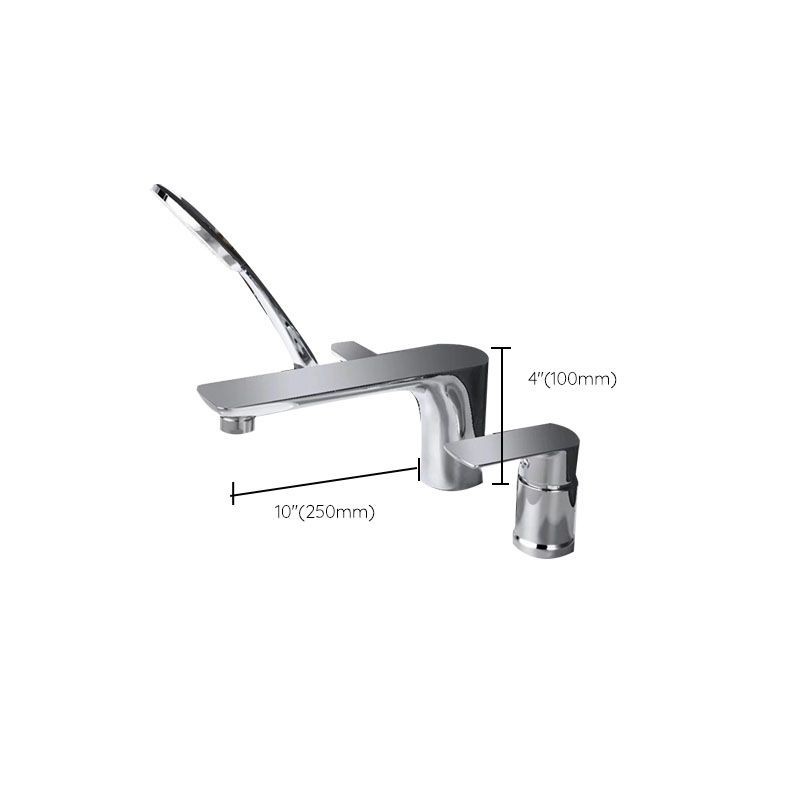 Deck Mounted Tub Filler Copper Lever Handle Low Arc Handshower Tub Filler