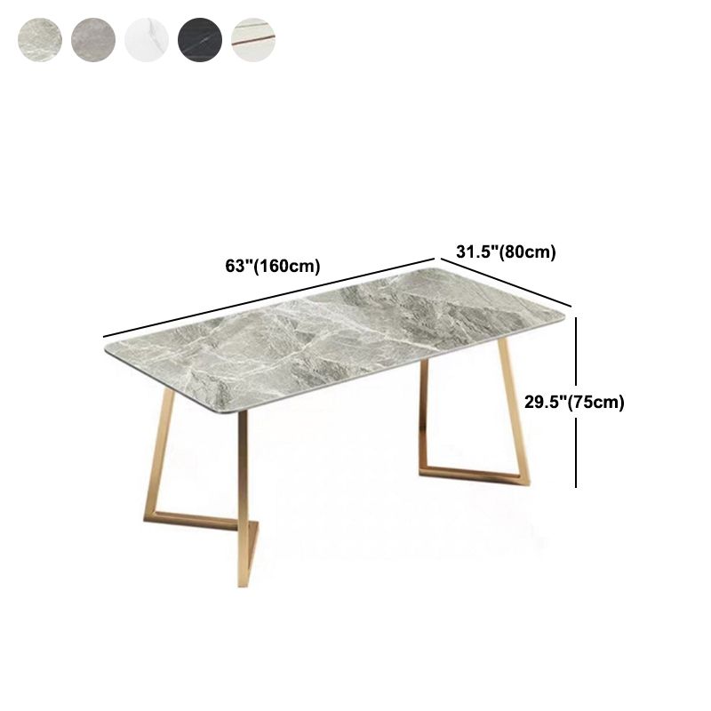 Metal Traditional Luxury Rectangle Dining Table with Sled Sintered Stone Table for Home