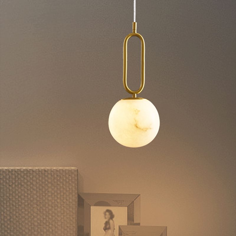 Éclairage suspendu à l'ombre sphérique Marbre de style moderne 1 pendentif léger pour chambre à coucher