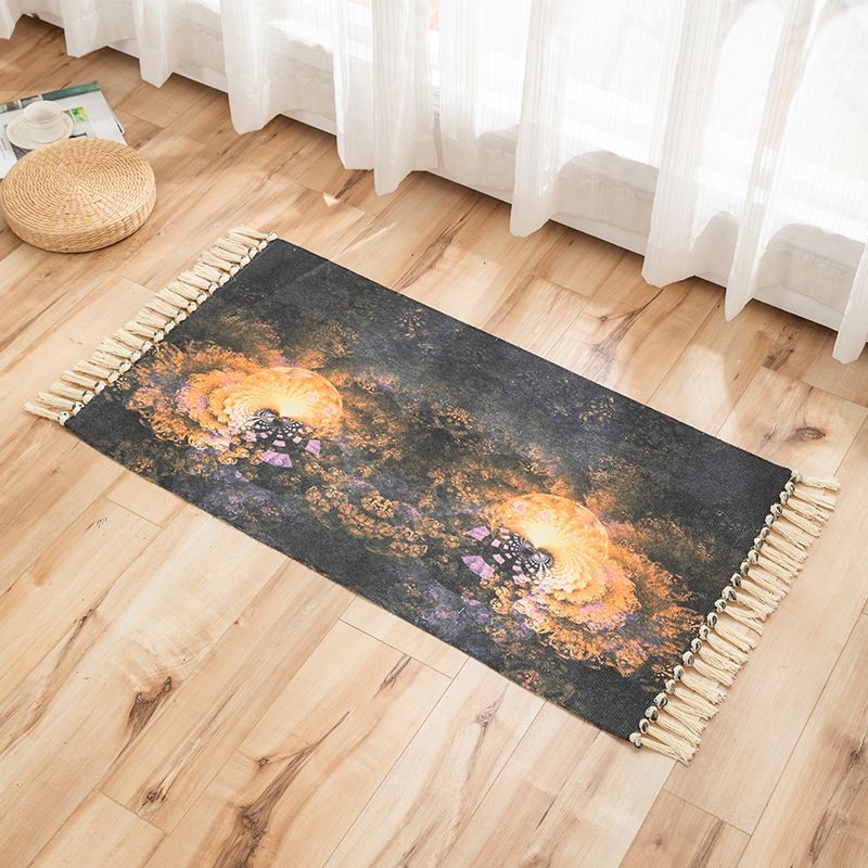 Levendige planten gebreide vloerkleed multi -gekleurde modern tapijt synthetisch huisdiervriendelijk tapijt voor logeerkamer