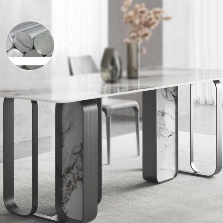 Modern Style Rectangle Sintered Stone Table Set 1/3/4/5 Pieces Dining Set