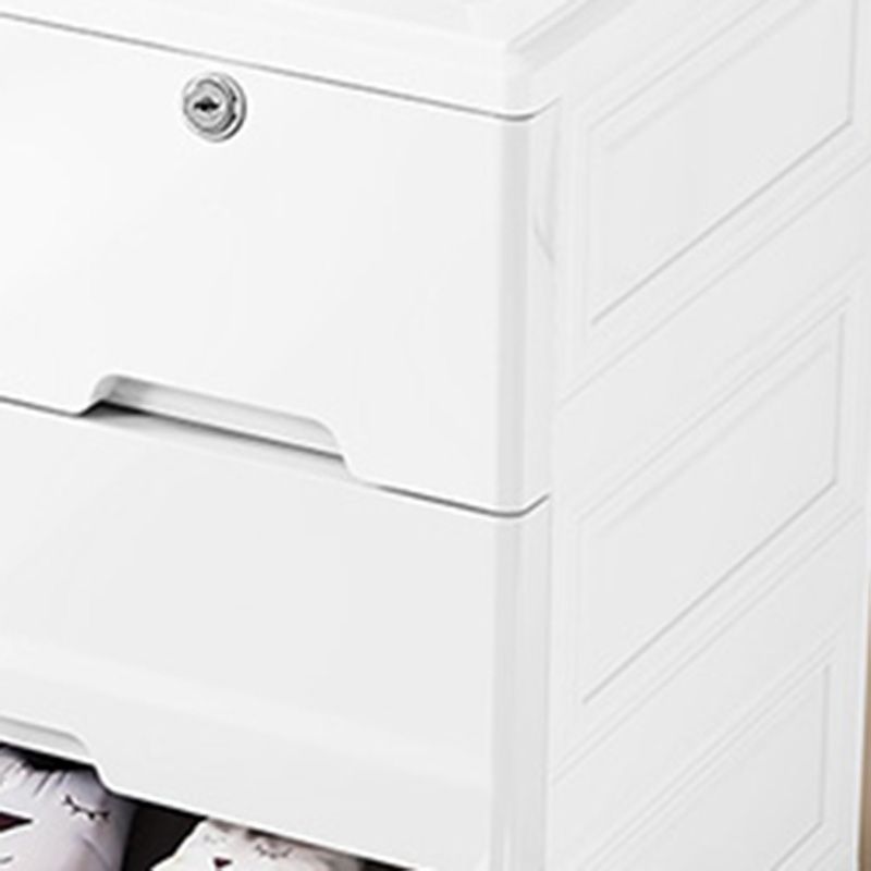 Rectangular Plastic Wardrobe Teen Style Simple White Bedroom Storage Cabinet