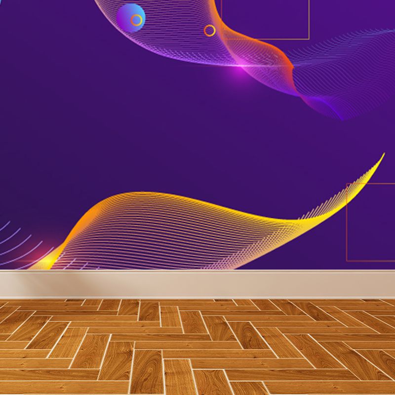 Sci-Fi Geometry Wall Mural Decal Non-Woven Moisture Resistant Dark Color Wall Covering for Room