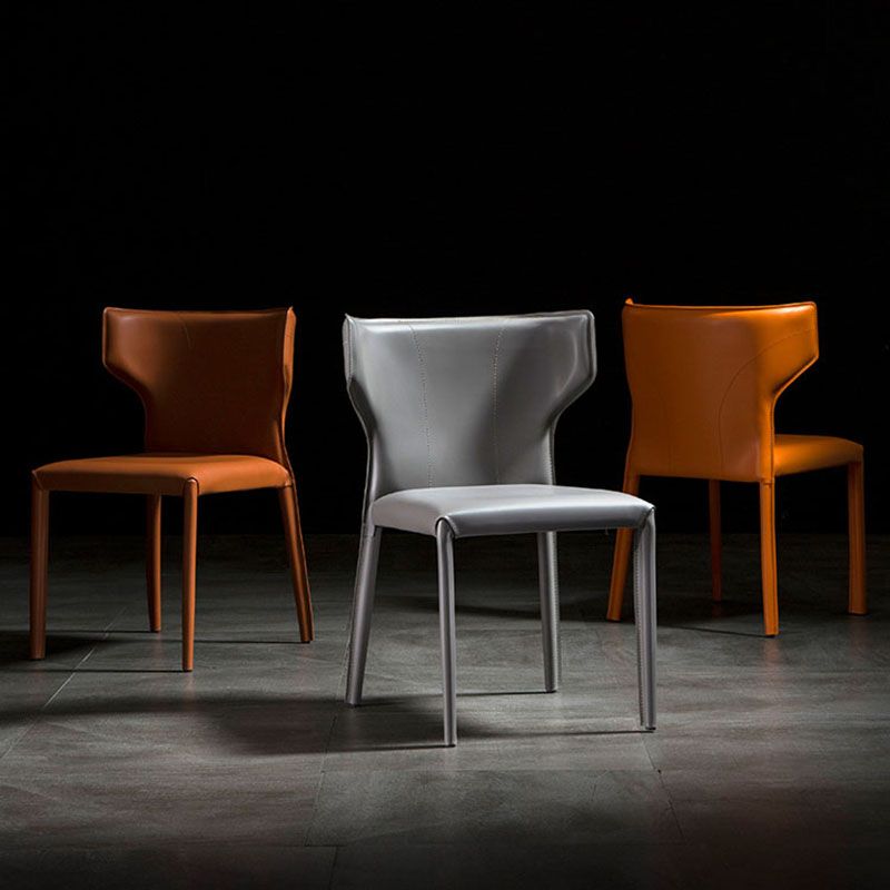 Modern Leather Dining Room Chair Armless Wingback Side Chair