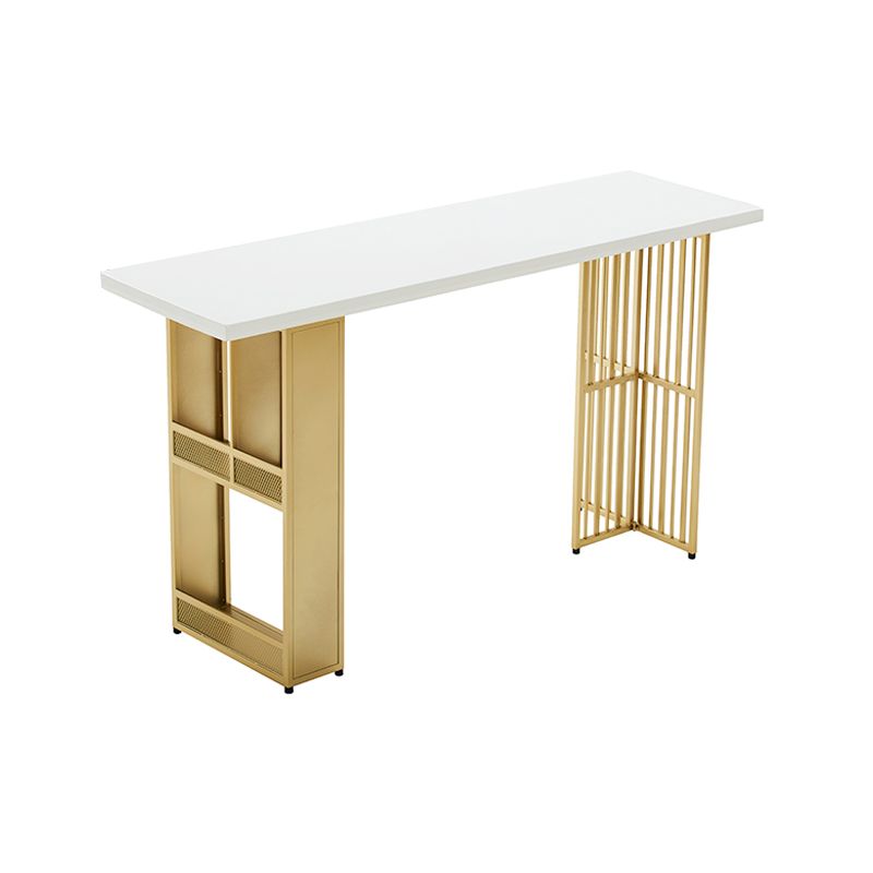 Tavolo da bar in glam rettangolo di pino pub in metallo interno tavolo da pranzo a doppio piedistallo con scaffale