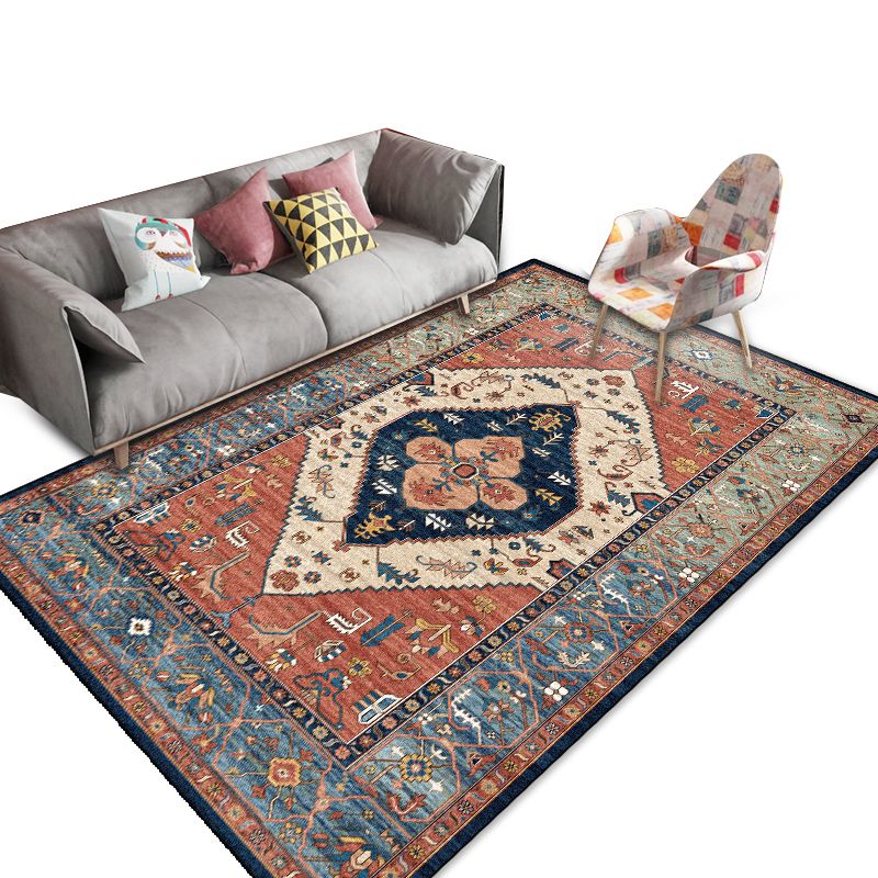 Multi-Colored Olden Rug Synthetics Floral Print Area Rug Anti-Slip Stain-Resistant Carpet for Living Room