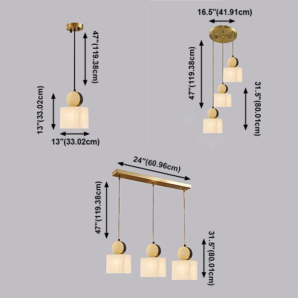 Lámpara colgante de comedor Contemporáneos de techo de techo de mármol múltiple de bulbo