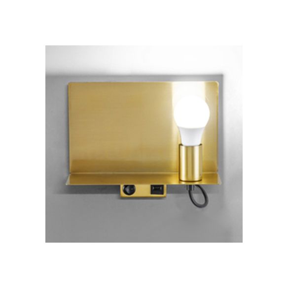Bare Bulb Metal Supporter Wall Light Fixture 1 Light Simple Style Wall Lamp for Study