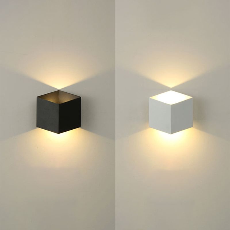 Modern Style Square Shade Wall Sconce Metal 2 Lights Sconces for Bedroom