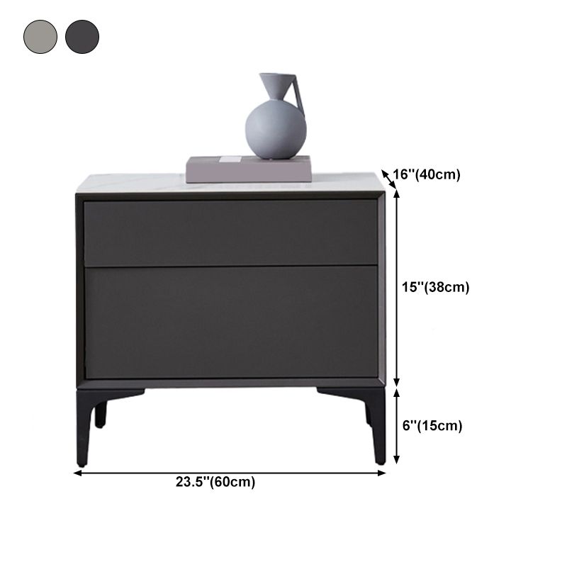 Grey Wood and Stone Buffet Server Modern Living Room Buffet/Console with Drawers