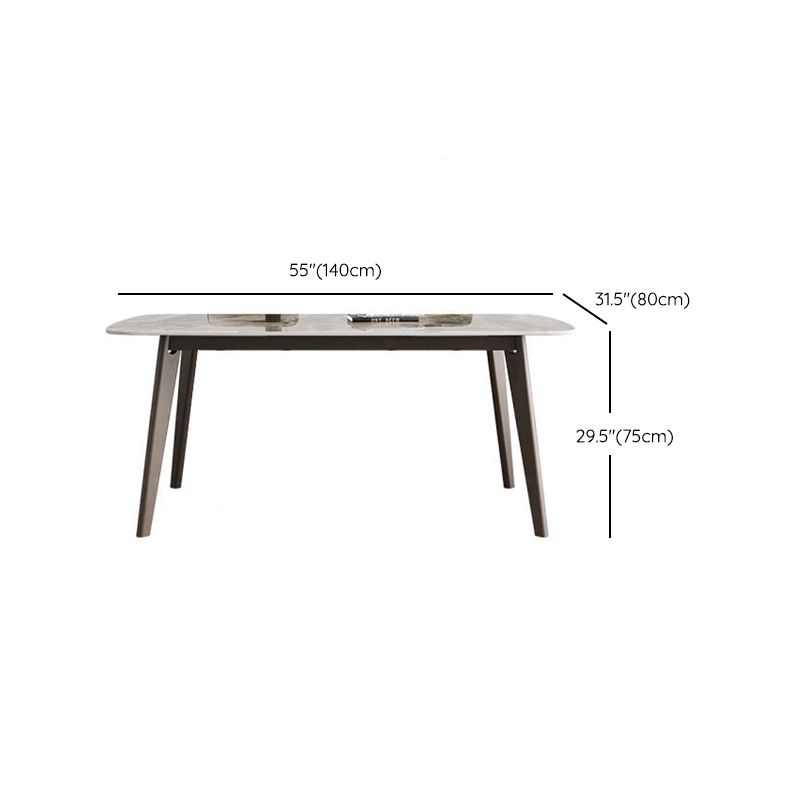 Modern Stone Dining Room Table for 2-6 Person Grey Rectangular Top