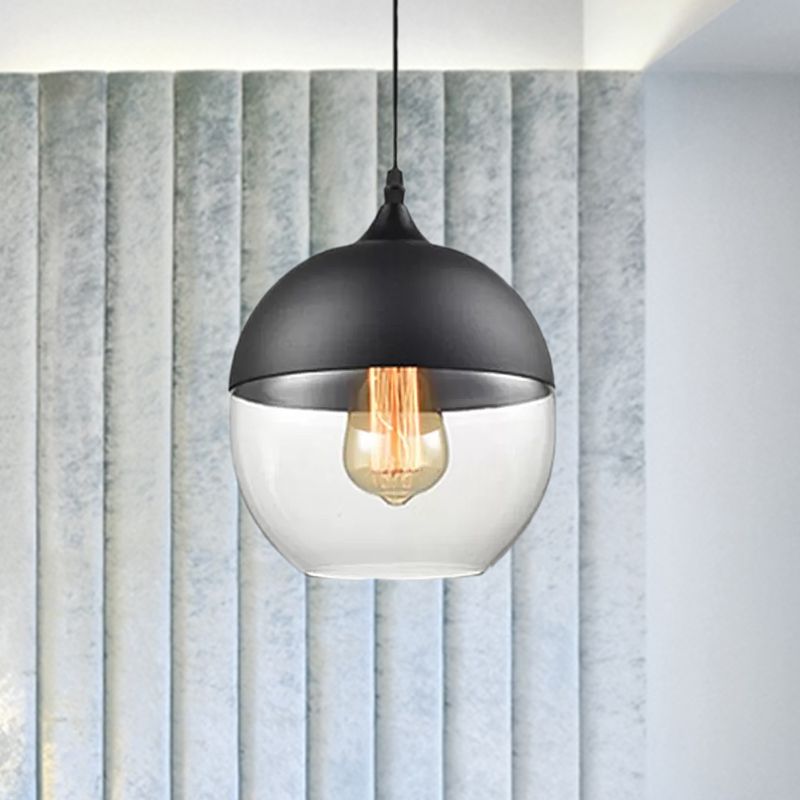 5 "/ 7" / 8 "de large tambour / cylindre / pot transparent en verre transparent pendant moderne 1 clair de suspension blanche / noir clair