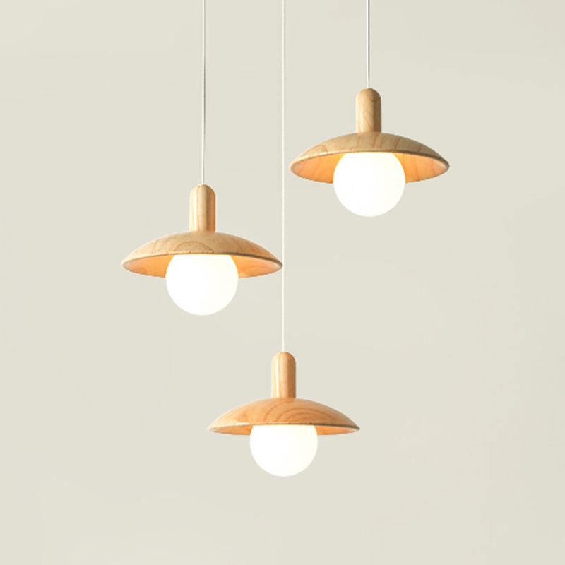 Funnel schaduw Restaurant Multi Light hangers hout 3 bollen minimalistische hangende verlichting