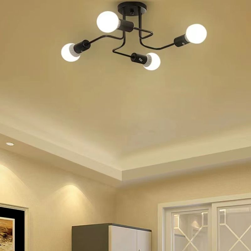Metal Sputnik Shape Flush Mount Lights Modern Multi Lights Flush Mount Light Fixtures