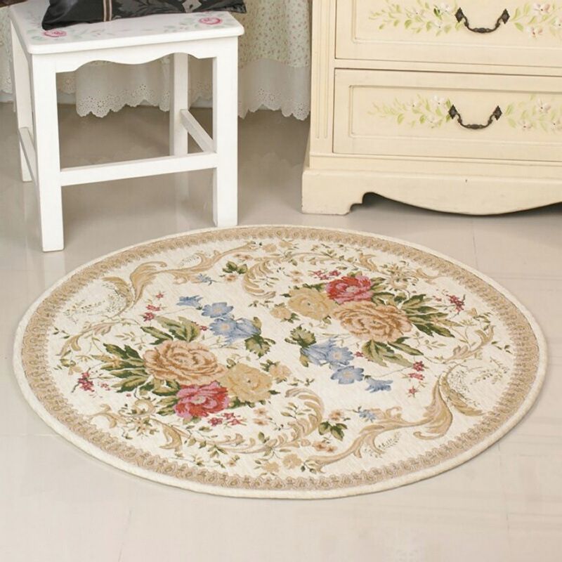Rapis bohème beige motif de fleurs de fleur en polyester tapis antidérapant tapis antidérapant pour décoration intérieure
