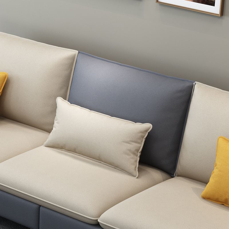 Glam Faux Leather Square Tufted Sofa Grey and Beige Sofa Chaise